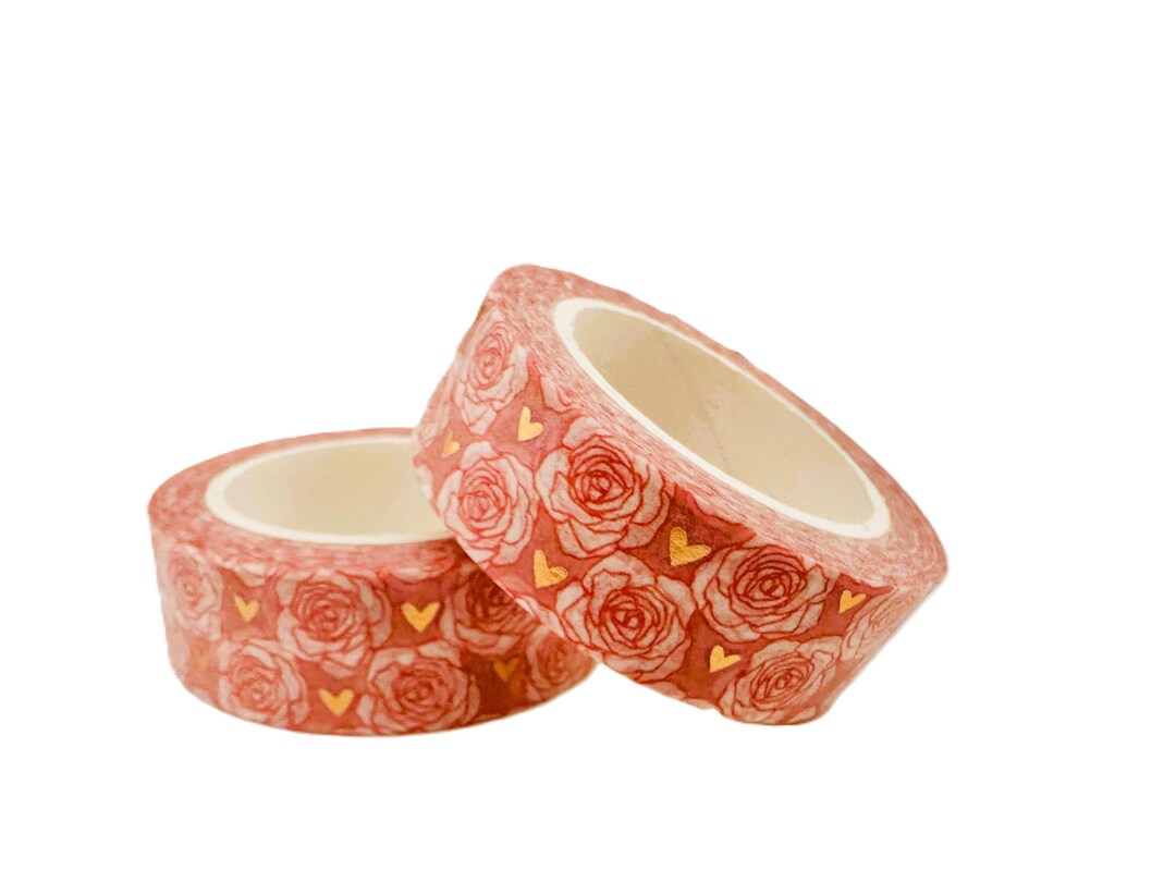 Hearts and Roses Gold Foil Washi Tape - Etsy