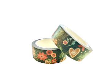 Holiday Flowers and Gingerbread Cookies Washi Tape