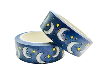 Gold Foil Moon and Stars Washi Tape - 15mm x 10M