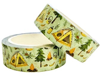 Camping Washi Tape -Tent camping - Outdoors- Botanical - Woodland
