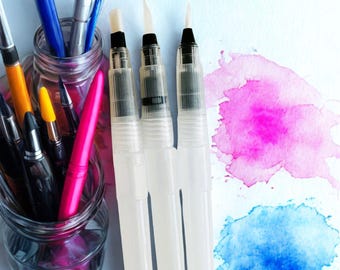 Set of 3 Refillable Watercolor Brush Pens for Travel Artist