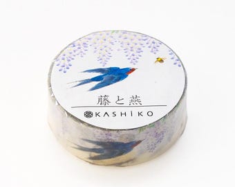 Kashiko Wisteria and Swallow  Washi Tape by Artist Yashushi Yamachik