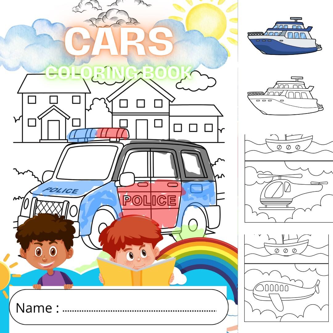 Cars Coloring Book for Kids, 25 Pages of Cars Ready to Color, Ready to ...