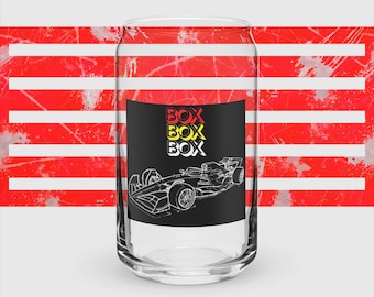 F1 Box Box Box Can-Shaped Pint Glass, Formula 1 Pint Glass, F1 Beer Glass, Beer Glass Formula 1, F1 Gifts For Him, F1 Gifts, Pint Glass F1