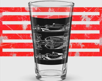 Formula 1 Pint Glass, Formula 1 Car Beer Glass, F1 Pint Glass, Formula One Beer Glass, Formula 1 Pint Glass, F1 Gifts for him, F1 Gifts, F1