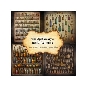 The Apothecary&#39;s Bottle Collection - Set of 4 High-Resolution PNG Images