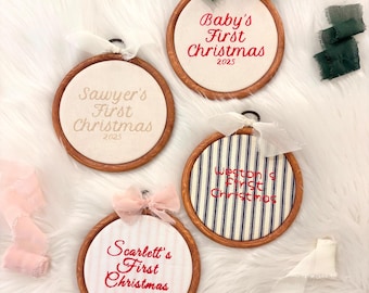 Baby's First Christmas Custom Embroidered Hoop with Name