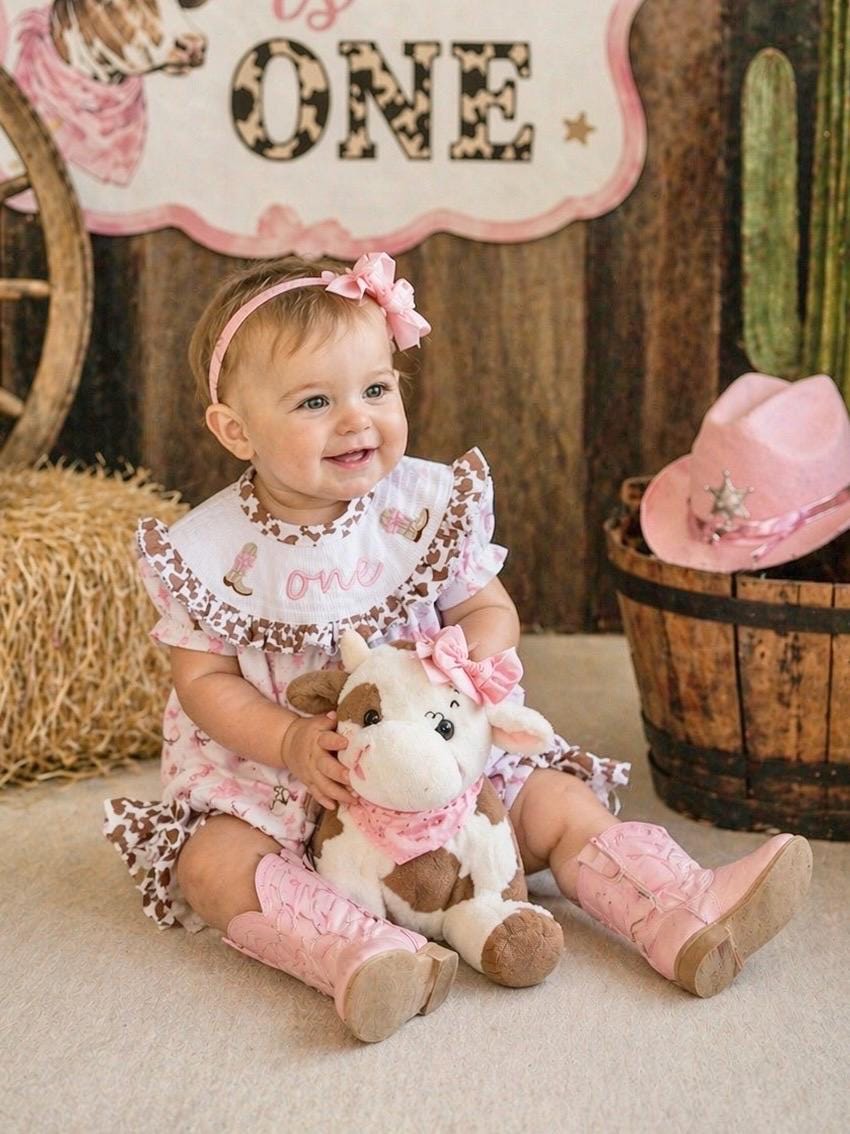 cowgirl birthday dress Fiesta Serape Cowgirl Romper | Three-esta Birthday Outfit