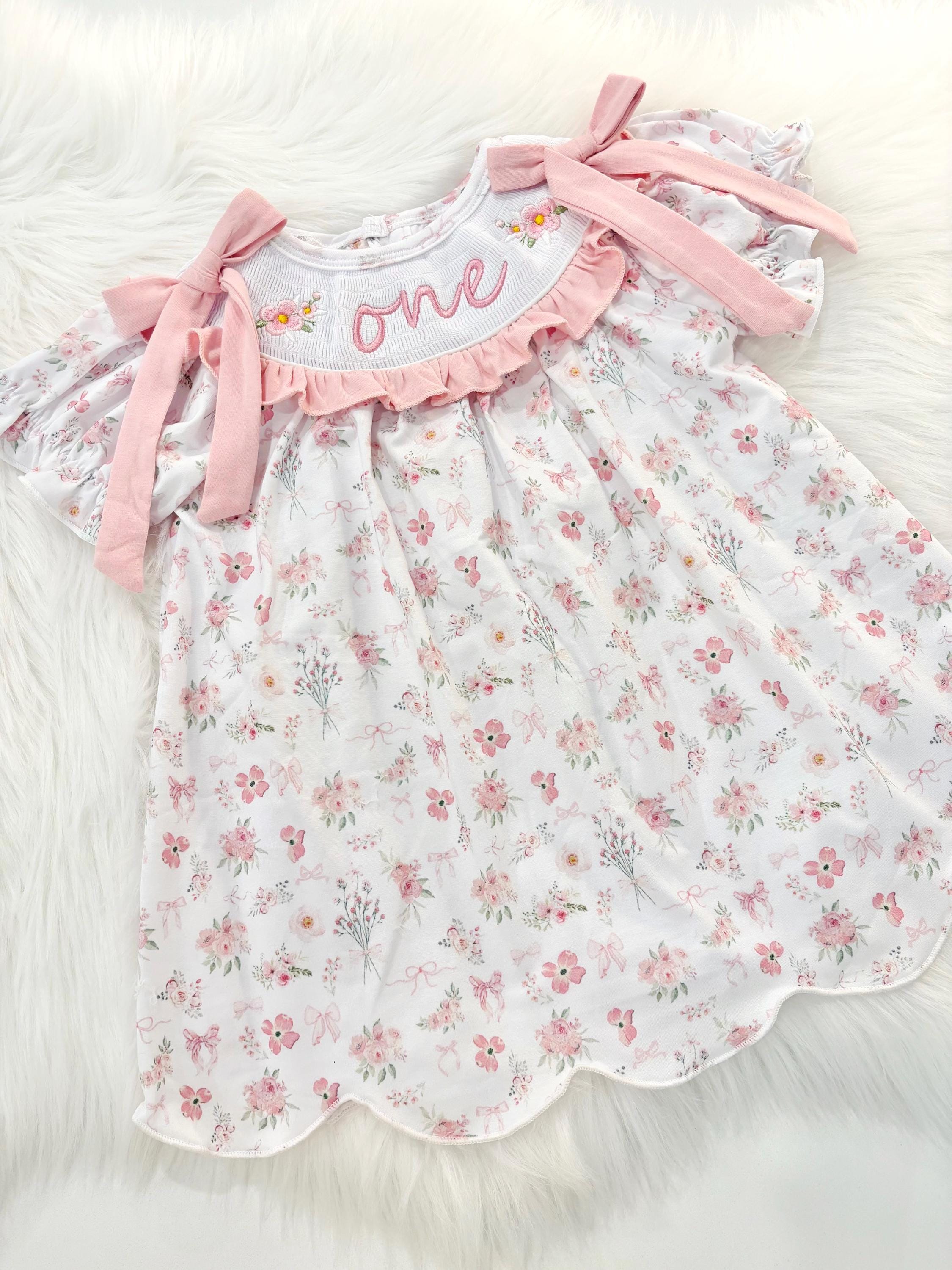 Wild ONE First Birthday Smocked Dress: Girls Wildflower Outfit