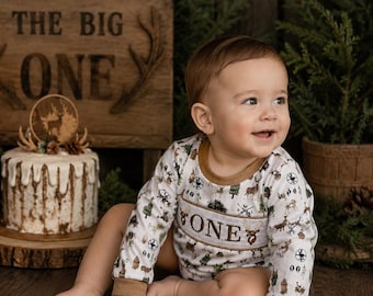 Deer Hunting 1st Birthday Smocked Bubble Romper: The Big ONE Outfit