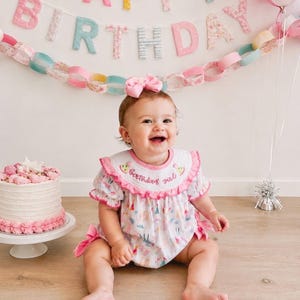 ONE is FUN First Birthday Girl Outfit Pink Bow Smocked Romper