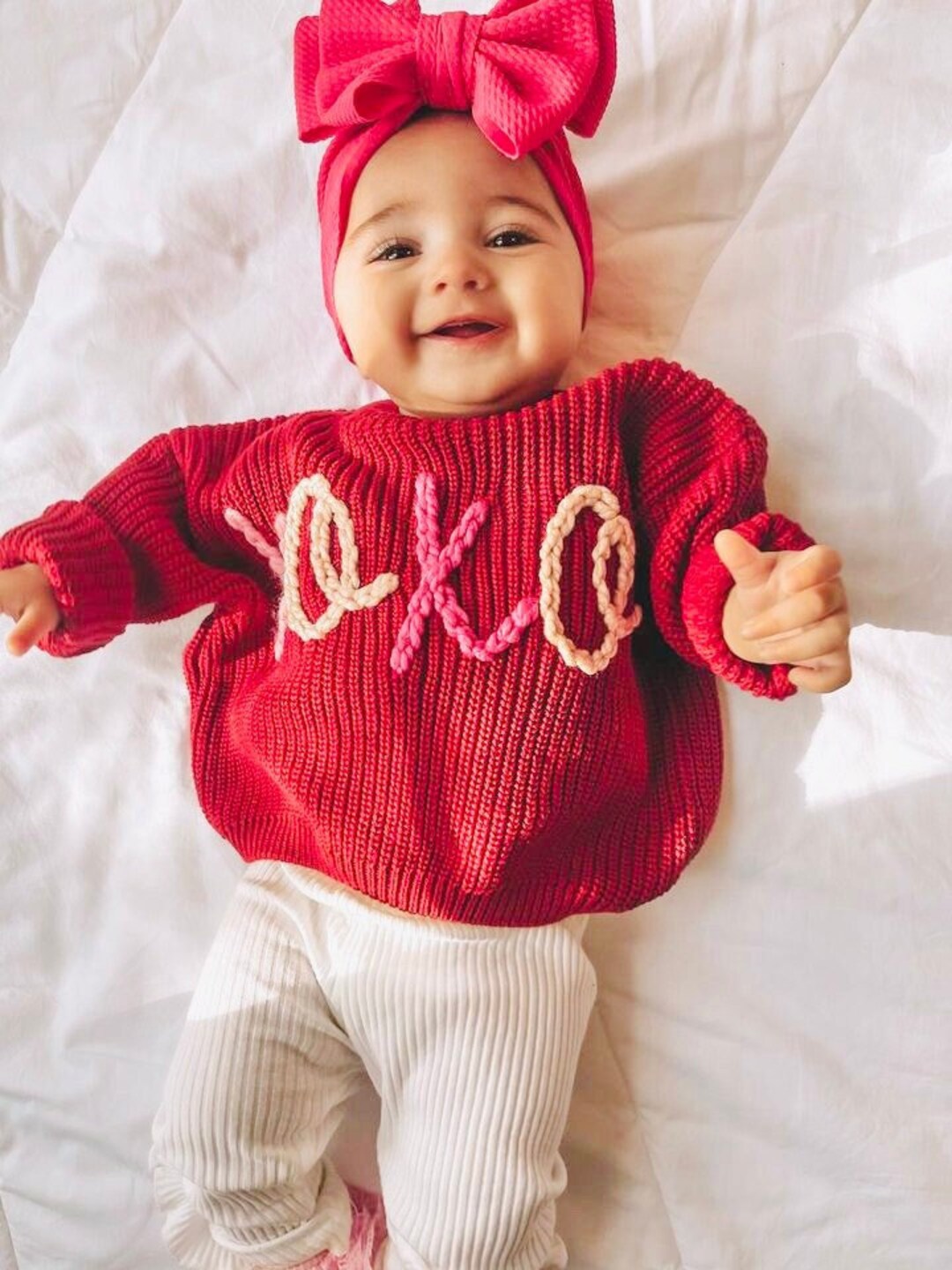 Baby Girls Valentine's Day Outfit Toddler Hand Embroidered Baby Name