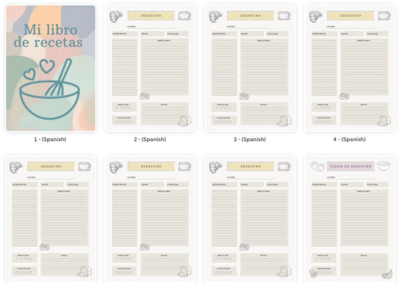 Mi Libro De Recetas Digital Template Libro De Cocina Personal