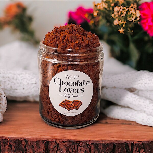 Schokoladenliebhaber Zucker-Körperpeeling | Schokoladen-Brownie | Unraffiniertes Bio-Kokosöl | Bio-Kakaopulver | Peeling-Peeling | Vegan