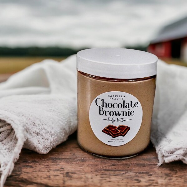 Whipped Chocolate Brownie Body Butter | Cocoa Powder | Organic Shea Butter | Organic Vitamin E Oil | Organic Coconut Oil | Chocolate Scented