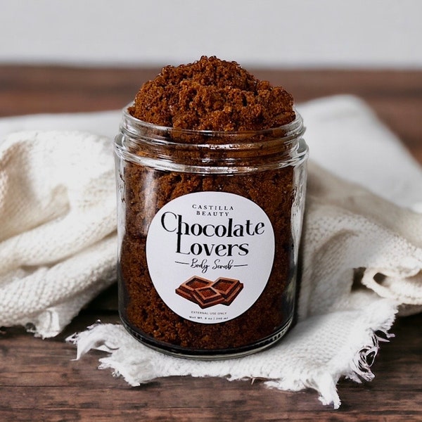 Gommage corporel au sucre pour les amateurs de chocolat | brownie au chocolat | Huile de noix de coco non raffinée biologique | Poudre de cacao biologique | Gommage Exfoliant | Végétalien