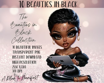 Chibi Clipart Doll Bundle Glam Chibi Doll Clipart Chibi Dolls Clipart Black Girls Latina Chibis Fashion Girl Bundle Chibi Bundle Doll Bundle