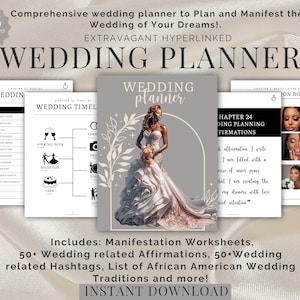 BLACK BRIDE Planner Hochzeitsplaner für Afroamerikanerfrau Hyperlinked Digital Planner Braut Affirmationen Goodnotes Hochzeitsplaner