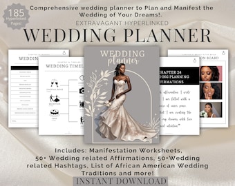 BLACK BRIDE PLANNERS Wedding Planner for African American Woman Hyperlinked Digital Planner Bride Affirmations Goodnotes Wedding Planner