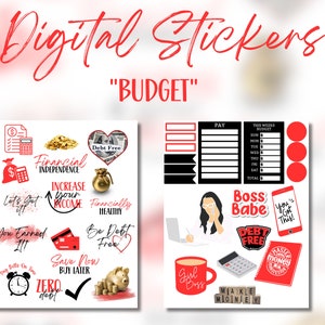 DIGITAL BUDGET STICKERS Transparent Sticker Sheet for Goodnotes Budget Themed Digital Stickers for Digital Planners