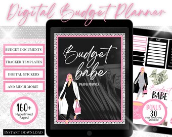 DIGITAL BUDGET PLANNER Budget Tracker Digital Stickers Monthly Planner Digital Hyperlinked Budget Planner Digital Expense Tracker