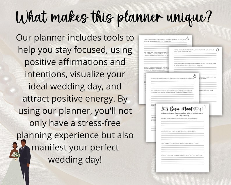 BLACK BRIDE PLANNERS Wedding Planner for African American Woman Hyperlinked Digital Planner Bride Affirmations Goodnotes Wedding Planner image 2