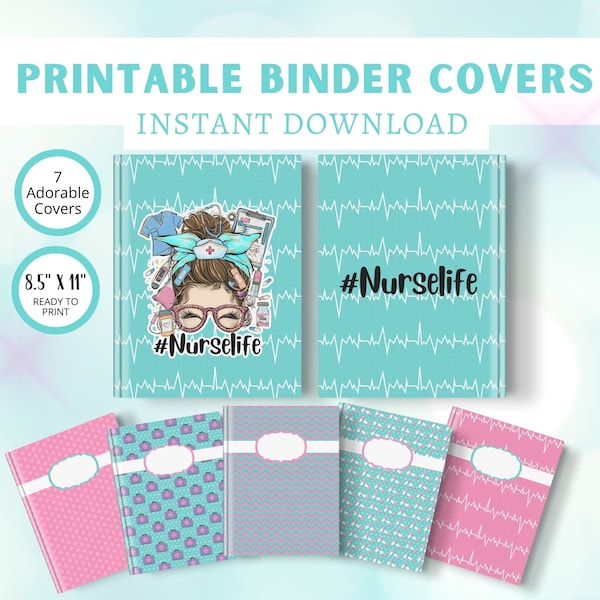 PRINTABLE BINDER COVERS Print at home Cover For Binder Nursing Students Nursing School Binder Cover Editable Notebook Cover Nurse Resources