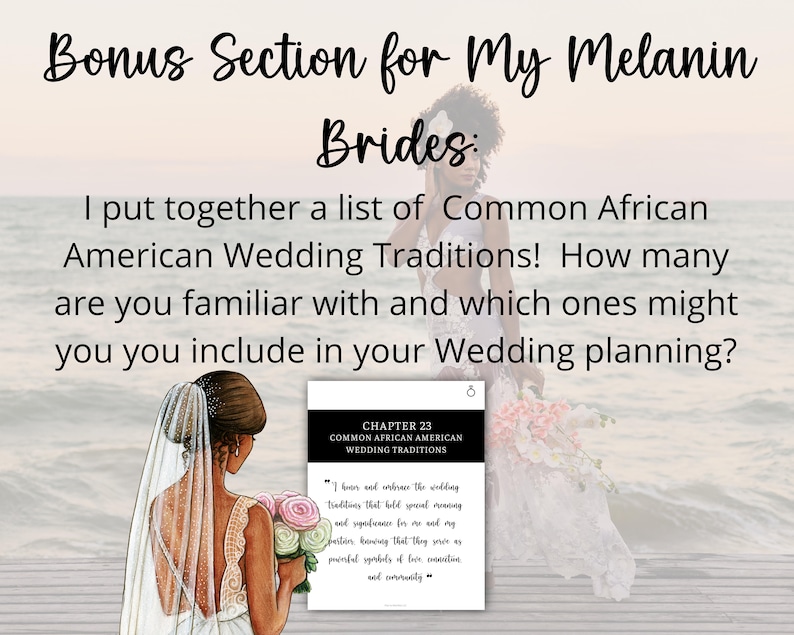 BLACK BRIDE PLANNERS Wedding Planner for African American Woman Hyperlinked Digital Planner Bride Affirmations Goodnotes Wedding Planner image 6