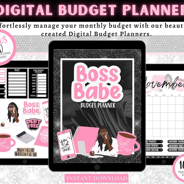 DIGITALE BUDGETPLANNER Black Girl Budgetplanner Digitale stickers Maandplanner Budget Boss Budgetplanner Ipad Goodnotes
