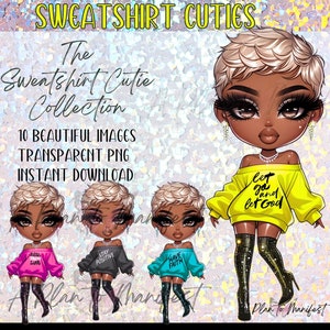 Positive Quotes Clipart Bundle Glam Chibi Doll Clipart Chibi Dolls Clipart Black Girls  Chibi Doll Bundle Fashion Digi Dolls Bundle