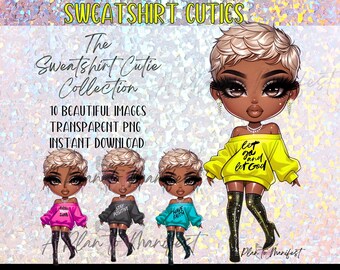 Positive Quotes Clipart Bundle Glam Chibi Doll Clipart Chibi Dolls Clipart Black Girls  Chibi Doll Bundle Fashion Digi Dolls Bundle