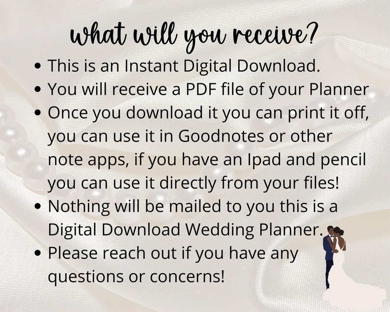 BLACK BRIDE PLANNERS Wedding Planner for African American Woman Hyperlinked Digital Planner Bride Affirmations Goodnotes Wedding Planner image 8