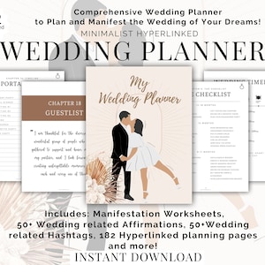 HYPERLINKED DIGITAL Wedding Planner for Bride To Be Goodnotes Wedding Planner for Ipad  Manifestation Planner Wedding Affirmation Journal