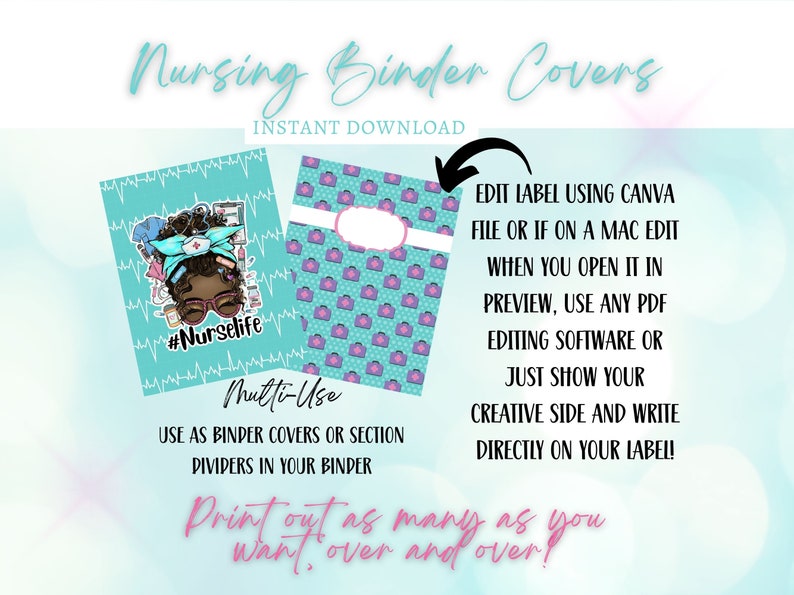 PRINTABLE BINDER COVERS Print at Home Cover for Binder Nursing Students ...