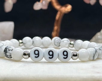 Angel Number 999 White Howlite Bracelet: Healing Gemstone Jewelry