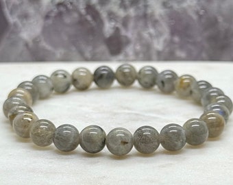 Labradorite Crystal Bracelet - Gemstone Beaded Bracelet - Handmade Jewelry - Gifts for Her - Crystal Beads