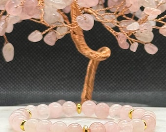 Rose Quartz Crystal Bracelet: Handmade Gemstone Beaded Jewelry