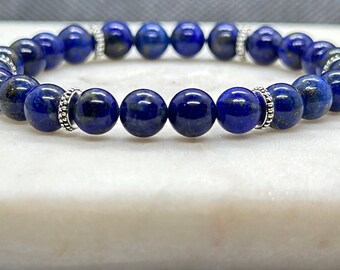 Lapis Lazuli Healing Crystal Bracelet - Natural Gemstones - Protection - Handmade Jewelry - Gifts for Her