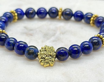 Lapis Lazuli Healing Crystal Bracelet - Natural Gemstones - Protection - Handmade Jewelry - Gifts for Her
