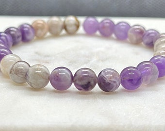 Chevron Amethyst Healing Crystal Bracelet - Natural Gemstones - Chakra Bracelet - Handmade Jewelry - Gifts for Her