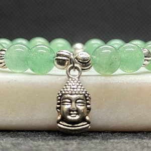 Green Aventurine Crystal Bracelet - Natural Gemstones - Buddha Bracelet - Charm Bracelet -  Handmade Jewelry - Healing Crystal Gift
