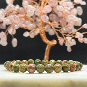 Unakite Crystal Bracelet, Natural Gemstone Beaded Bracelet, Chakra Bracelet, Handmade Jewelry, Gifts for Her