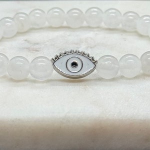 White Jade Crystal Bracelet - Gemstone Bracelet - Chakra Bracelet - Handmade Jewelry - Gifts for Her