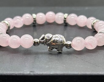 Bracelet en cristal de guérison quartz rose - Pierres précieuses naturelles - Bijoux faits main - Bracelets pour chakras - Cadeaux pour elle