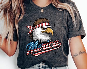 USA-flaggan T-shirt: Patriotisk röd vit blå Bella Canvas T-shirt