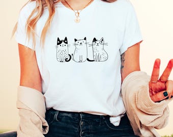 Three Cats T-Shirt: Unisex Cat Lover Tee