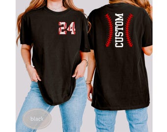 Custom Number and Name Baseball Shirt, Baseball Mom Tee, Personalized TShirt Baseball Sister, Gift Baseball Mom, Mothers Day Present