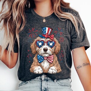 Amerika T-Shirt Unabhängigkeitstag T-Shirt Feuerwerk-Shirt 4. Juli Shirt Frauen Merica Shirt Rot, Weiß, Blau Hemden für Frauen Hundeliebhaber T