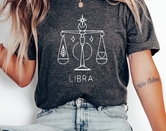 Camiseta del zodiaco Libra: Camiseta unisex con gráficos astrológicos