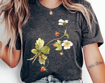T-shirt Strawberry Blossom: zomer T-shirt vintage stijl